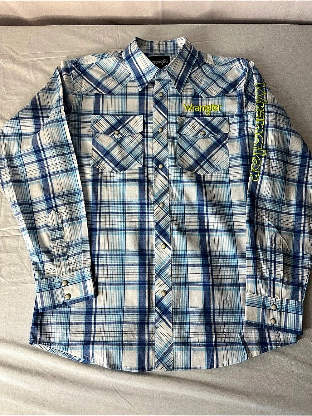 Wrangler Plaid Button-Down Shirt Plaid Cotton Shirt XL Like New